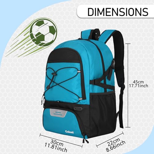 Goloni 30L Sports Backpack with Ball Compartment & Ventilated Shoe Pocket,Basketball Soccer Bag for Youth Boys Girls - color: Blue
