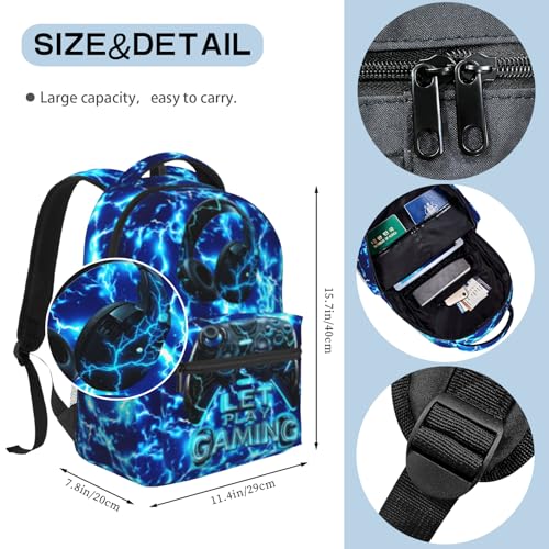 Gaming Boys School Backpack Elementary Middle Video Game Lightning Backpack For Kids Game Bookbag Daypack Travel Back Pack Ages 6-18 - color: Game Lightning