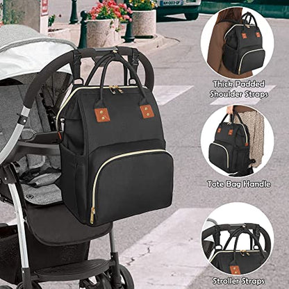 Femuar Diaper Bag Backpack Multifunction Maternity Nappy Baby Bag for Girls & Boys Large Capacity Travel Diaper Bags Dark Black - color: Dark Black