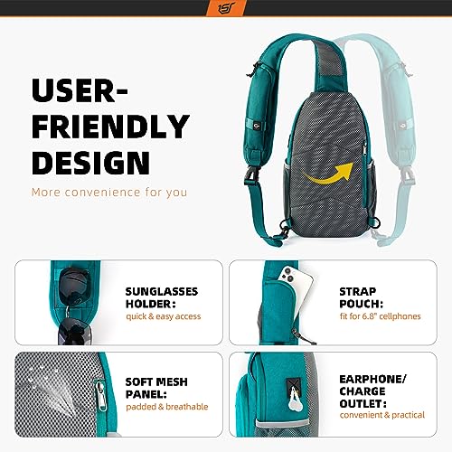 SKYSPER Sling Bag RFID Crossbody Sling Backpack Cross Body Shoulder Bag Travel Hiking Daypack for Women Men(Cyan) - color: Cyan