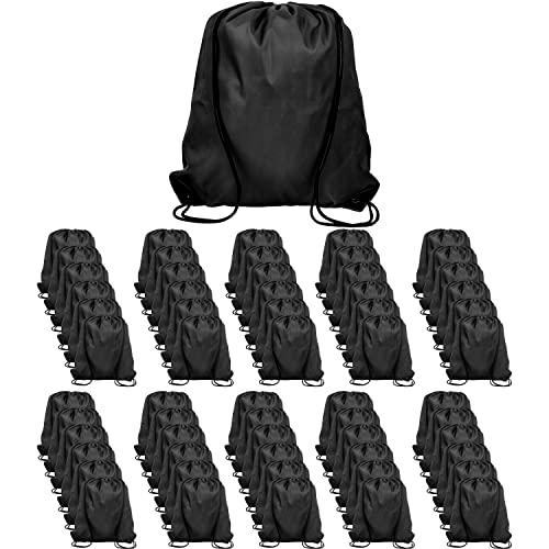60 Pieces Drawstring Backpack Bags Sports Sackpack Bulk Cinch Gym Bag For Women Men Outdoor Sports Backpack(Black) - color: Black