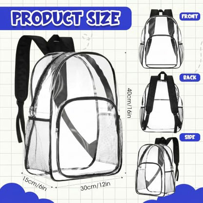 Amylove 29 Pcs Clear Backpacks with Study Supplies, 16in Transparent PVC Bag for Elementary, Intermediate, or High School, Stadium Approved See Through Bookbag to Study Supplies for Students - size: 16in
