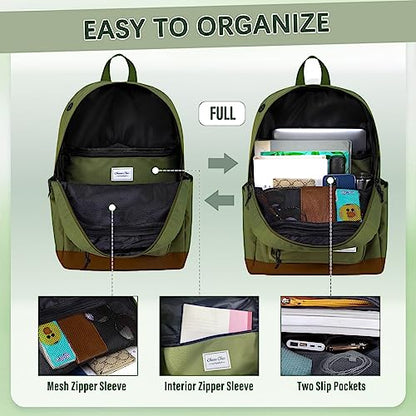 Chase Chic School Backpack for Men Women,Water Resistant Bookbag/Schoolbag/Daypack for Teen Boys Girls High School,College,Work,Travel Green - color: Green