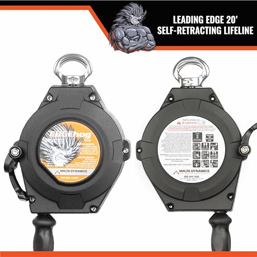 Malta Dynamics Edgehog Self Retracting Lifeline – 20’ Leading Edge Fall Protection Yoyo Cable, Class 2 Retractable Lanyard with Quick-Action Brake, OSHA and ANSI Compliant Safety Lanyard - size: 20 Foot