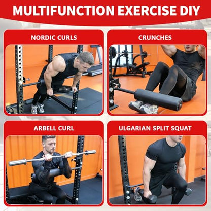 AHTAPFON Nordic Leg Roller for Rack Mounted,Bulgarian Split Squat Accessories,Nordic Hamstring Curl Attachment,Home Gym Equipment for uprights ranging from 2" to 4" wide - size: 0.7″-18mm Hole