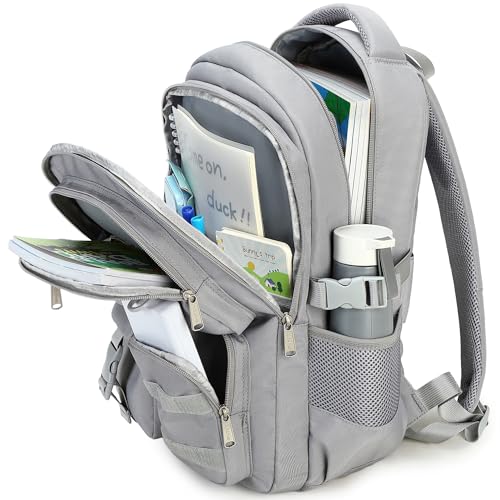 abshoo Large Heavy Duty Backpack For School College Bookbag Casual Multi Pocket Travel Backpacks - color: Grey