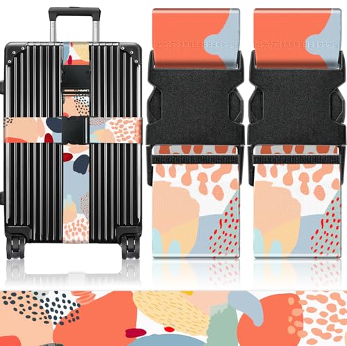 Slohif Luggage Straps for Suitcases Travel Belt Accessories Luggage Connector Identifiers 2 Pack Over Handle with Buckle Unique Nylon Adjustable Strap for Sleeping Bag Car Seat Simple Painting - color: Simple painting