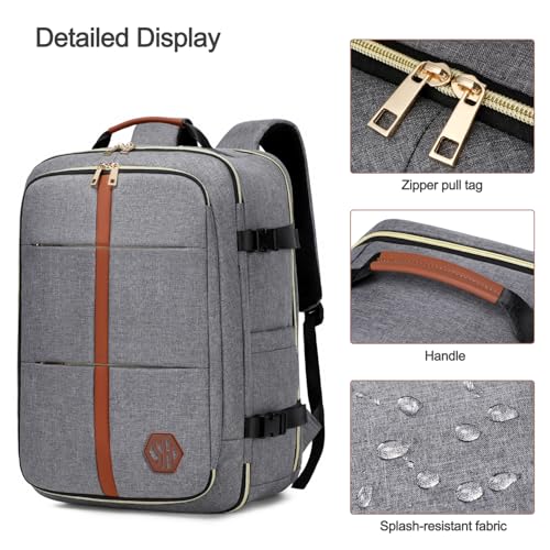 40L Travel Laptop Backpack for Women & Men, Airline Approved Carry On Luggage Overnight Bags, Waterproof Personal Item Bag, Weekender Essentials Backpacks Vacuum Backpack Gray - color: Gray