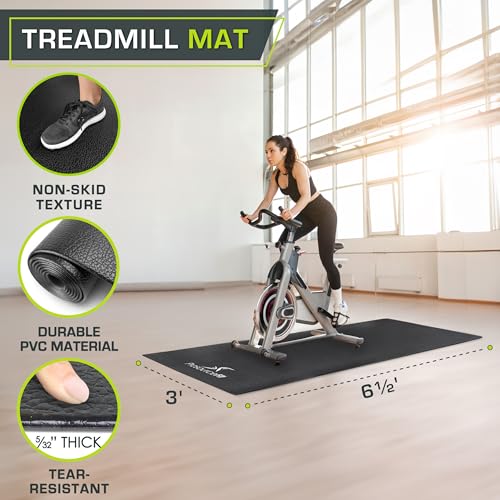 ProsourceFit Exercise Equipment & Treadmill Mat High Density PVC Floor Protector, 3 x 6.5-feet - color: Black Regular