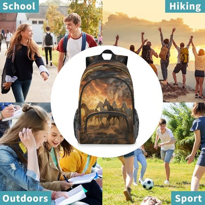 3d Animal Horses Large Backpack 18 Inch Laptop Tablet Backpacks - color: B4 Animal Horses