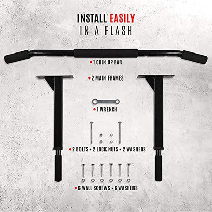 Yes4All Multifunctional Wall Mounted Pull Up Bar And Rotating Pull Up Handles With Non-Slip & Foam Pad Grips