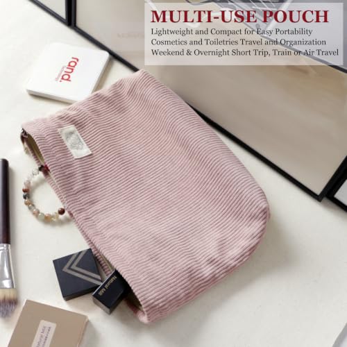 HAPPYHEIDI Large Makeup Bag Travel Cosmetic Pouch, Misty Pink - color: Pink