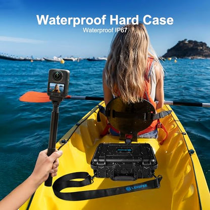 Lekufee Travel Waterproof Hard Case for DJI Osmo 360, Adventure Combo, Battery (7pcs), DJI Mic 3/2/Mic Mini, and More Accessories (Case Only)