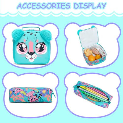 Kids Backpacks for Girls School Bag Cute Girls Backpacks Ages 8-10 with Lunch Box Pencil Case Bookbag Set Travel Backpack for Preschool Kindergarten Elementary Students - color: 01 Green