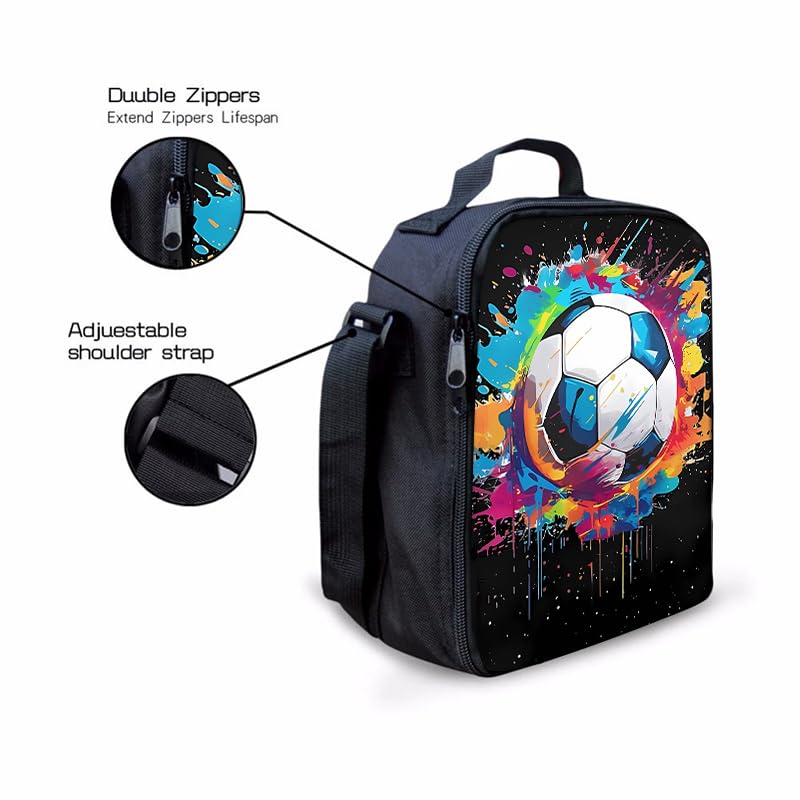 3PCS Soccer Backpack Set, 16" Lightweight Football Daypack, Soccer Ball Print Casual Laptop Backpack for Travel Camping Work (style-7) - color: Style-7