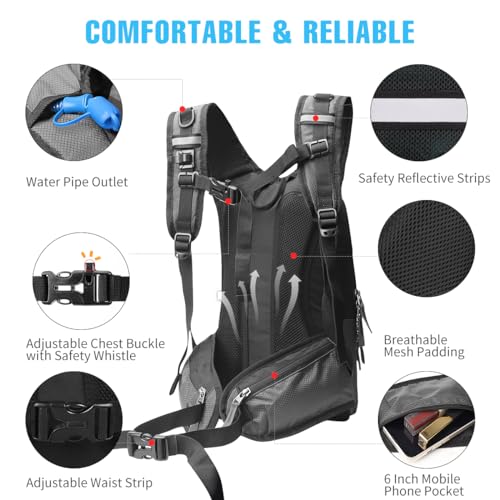 Zounich Hydration Backpack Breathable Running Backpack with 3L Water Bladder Large Capacity Hiking Rucksack Outdoors Hydration Bag Pack Perfect for Cycling， Camping ， Running,Climbing