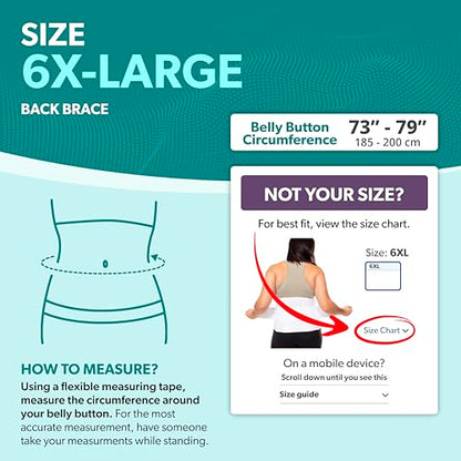 BraceAbility Plus Size 6XL Bariatric Back Brace - Obese Support Girdle for Lower Lumbar Back Pain in Big and Tall, Extra Large, Heavy or Overweight Men and Women (Fits 73"-80") - size: 6XL