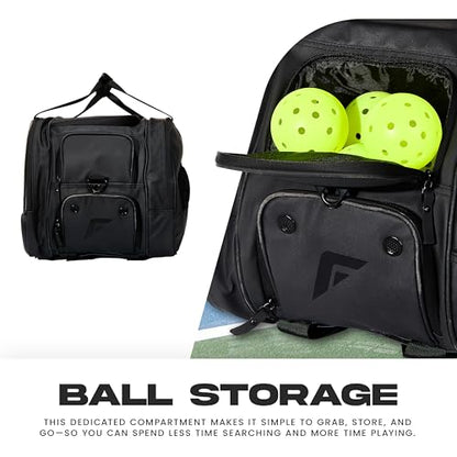 Franklin Sports Pickleball Pro Series Bag II - Court Backpack + Duffel Bag for Paddles, Balls + Equipment Storage - color: Black