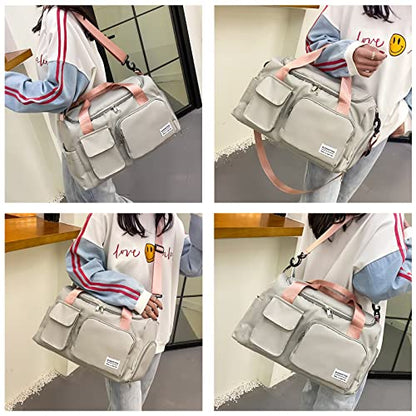 Small Gym Bag for Women, Travel Duffle Bag Carry On Weekender Bag with Shoe Compartment - color: 03#Grey, style: Gym Bag&toiletry Bag