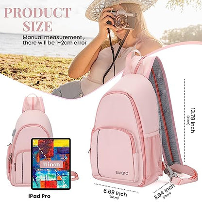 BAIGIO Camera Sling Bag Small Camera Backpack for Photographers,Waterproof Camera Crossbody Bag Travel Caemra Backpack for DSLR SLR Mirrorless Camera - color: Pink