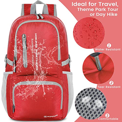 ZOMAKE Lightweight Packable Backpack, 35L Light Foldable Hiking Backpacks Water Resistant Collapsible Daypack for Travel(Red) - color: Red