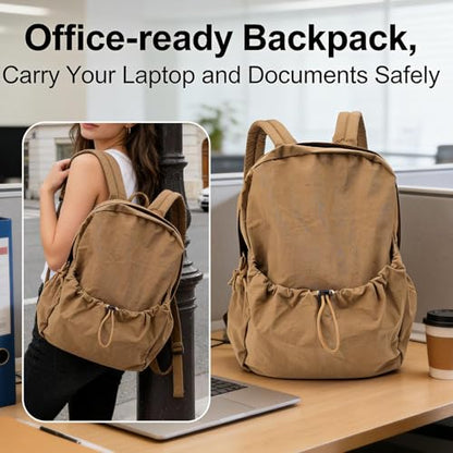 Simple Backpack for Women Men, Aesthetic Medium Backpack Lightweight Casual Daypack Cute Bookbag for Women Men (Brown, 38x26x10cm) - color: Brown