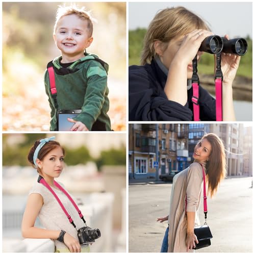 FIEIL Universal Shoulder Strap, Neoprene Padded Bag Strap with Double Adjustable Buckles, Replacement Comfortable Neck Strap for Camera, Cellphone Tablet,iPad, Laptop, Binocular, Luggage Bag(Fuchsia) - color: Fuchsia