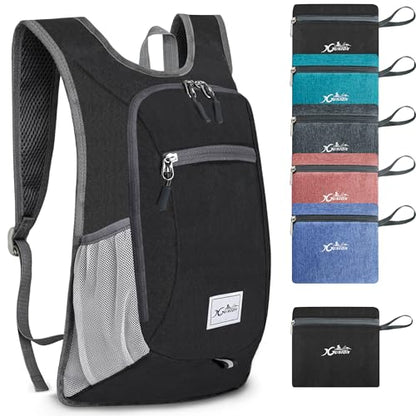 Xgunion Hiking Backpack 10L Small Travel Lightweight Daypack Foldable Hiking Packable Camping Hiking Backpacks for Women Men (Black) - color: Black