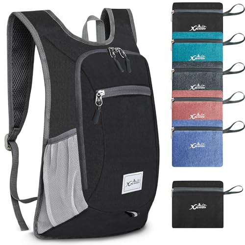 Xgunion Hiking Backpack 10L Small Travel Lightweight Daypack Foldable Hiking Packable Camping Hiking Backpacks for Women Men (Black) - color: Black
