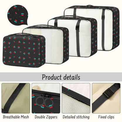 9 Set Packing Cubes for Travel Essentials - Lightweight Carry-On Luggage Organizer Bags with Shoe, Clothes & Laundry Bags for Airplane, Family & Business Travel, Black cherry - color: Black cherry
