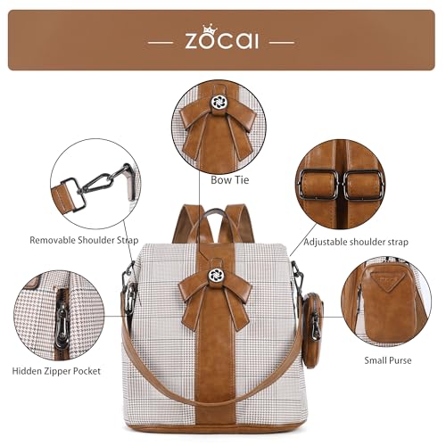 ZOCAI Backpack Purse for Women Fashion Backpack Purses PU Leather Daypacks Anti-Theft Shoulder Bag Satchel Purse - color: 2-brown