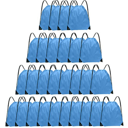 Grneric Blue Drawstring Backpack Bulk 28 PCS Drawstring Bags String Backpack Cinch Bag Sackpack for Men Women Gym (Sky Blue) - color: Sky Blue