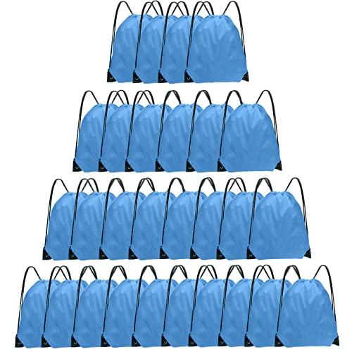 Grneric Blue Drawstring Backpack Bulk 28 PCS Drawstring Bags String Backpack Cinch Bag Sackpack for Men Women Gym (Sky Blue) - color: Sky Blue