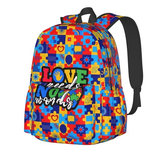 Autism Awareness Backpack School Bag Lightweight Bookbag Casual Daypack for Girls Boys Kids Women Men Travel Laptop 16 Inch - color: Autism