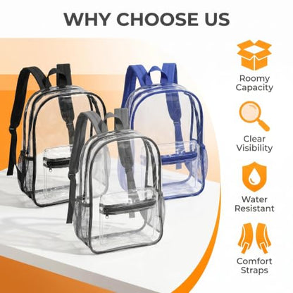 Bulk Pack Clear Backpack Transparent Backpack-1/3/24/48 pack - style: 17‘’stylish Pack