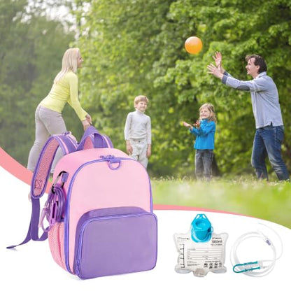 CURMIO Feeding Pump Backpack for 500ml Feeding Bag, G/J/GJ Tube, Pink - color: Pink
