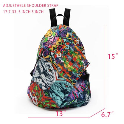 Black Butterfly Boho Backpack Purse for Women, Lightweight Fabric Daypack with Top Handle for Travel & Casual Daily Use - color: 20-multicolor