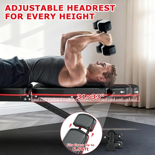 XDDIAS Workout Bench, Adjustable Weight Bench with Leg Extension and Leg Curl, Extended Headrest, 900LBS Preacher Curl Bench Incline Decline Flat Workout Bench for Home Gym Full Body Exercise - color: Black+ PU