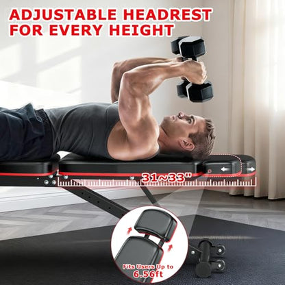 XDDIAS Workout Bench, Adjustable Weight Bench with Leg Extension and Leg Curl, Extended Headrest, 900LBS Preacher Curl Bench Incline Decline Flat Workout Bench for Home Gym Full Body Exercise - color: Black+ PU