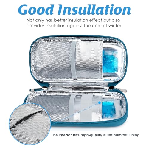 YOUSHARES Insulin Cooler Travel Case TSA Approved Medication Diabetic Supplies Cooler For Travel Refrigerated Medicine Organizer Bag With 2 Ice Pack - color: Lily