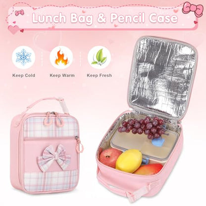 ACESAK Girls Backpack - 3PCS Backpack for Girls Cute School Backpacks for Girls Kindergarten Elementary Preschool Middle Kids School Bags with Lunch Box Pencil Case Set (Pink) - color: Pink