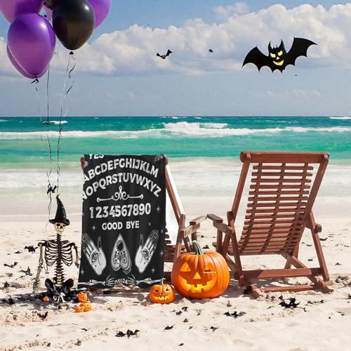 Gothic Ouija Board Beach Towel, Halloween Skull Sun Moon Goth Bath Towels, Black and White Beach Accessories Quick Dry Microfiber Yoga Swim Pool Towels 30x60 Inch/ 77X153cm - color: Ouija Board
