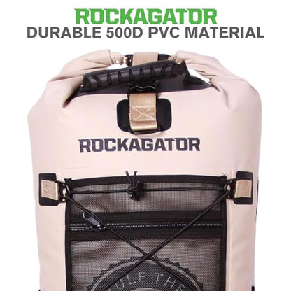 Rockagator Kanarra 90L Waterproof Backpack for Camping, Hiking, Mountaineering, Backpacking, Hunting, Fishing, Canoeing, Outdoor Activities, The Wet Outdoors - Large Capacity, Roll Top Closure, Tan