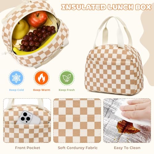 MOONBABY Girls Backpack, Kids Backpack for Girls, School bag for Primary Elementary Teenage, Middle School Students Bookbag - color: 3pcs-brown Check