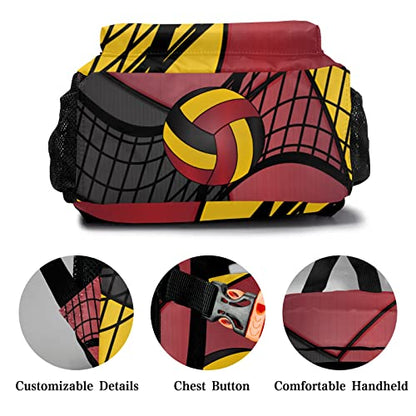 Custom Volleyball Red Black Yellow Personalized Causual Shoulder Bag Sports Leisure Camping Backpack for Women Men - color: Design 3
