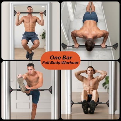 Sportneer Pull Up Bar Doorway Chin Up Bar No Screws Door Frame Chin Up Push Up Sit Up Bar Adjustable 75-94cm (29.5''-37'') Up to 200kg Capacity Workout Bar
