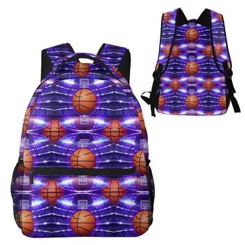 Gym and Sports Backpack 3D Sport Basketball, Lightweight Casual Daypack with Side Water Bottle Pocket for Beach and Outdoor - color: Pattern (739)