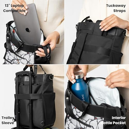 Sherpani Soleil, Anti Theft Convertible Backpack, 3 in 1 Tote, Crossbody Purse, 18L Travel Bag, Fits 13” Laptop (Sakura Pro) - color: Sakura - Pro
