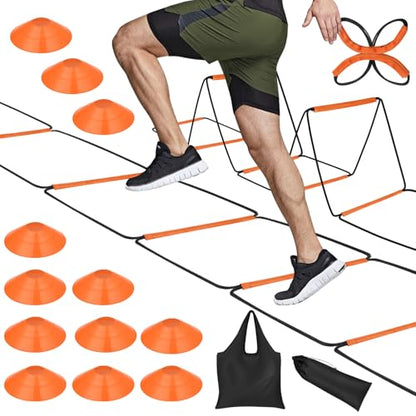 Agility Ladder, Speed Ladder, Agility Ladder Speed Training Equipment, Football Ladder, Footwork Ladder, Training Ladder for Footwork, Foldable Quick Assembly & Non - Tangling & Storage Bag - size: 16 Rungs