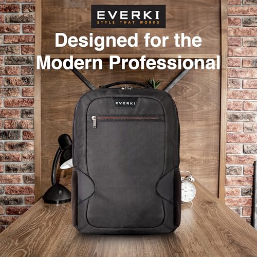 EVERKI Studio 14L Slim Laptop Backpack – Lightweight Business Travel Backpack for Men & Women with Padded Laptop Compartment, Corner Protection, Professional Backpack, Fits Laptops up to 15" – Black - size: 14 Liters